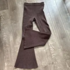 美品⭐︎EIMYリブ編みブラウンパンツ　フレアパンツ　ラメ入り