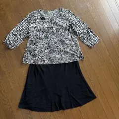 MISSELモノトーン 花柄 チュニック 七分袖のサムネイル