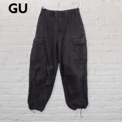 GU デニムスーパーワイドカーゴパンツ ダークグレー M