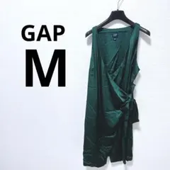 GAP ダークグリーン ラップドレス M PETITE ギャップ ワンピース