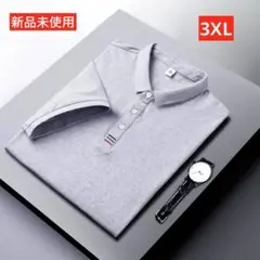 新品 グレー 半袖ポロシャツ メンズ ゴルフ 2XL クールビズ ビジネス