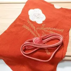 へ19 帯締め帯揚げセット オレンジ 花柄