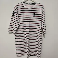 U.S. POLO ASSN. ストライプ 半袖 Tシャツ ワンピース ロゴ L