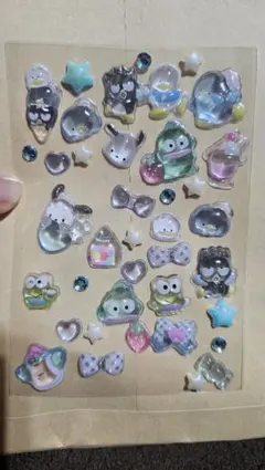 ボンボンドロップシール　ぷっくり　ばつ丸　けろっぴ　タキシードサム