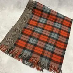 リバーシブルチェック柄マフラー　クロスプラス