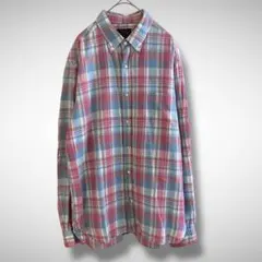 ビームスプラス マドラスチェックボタンダウンシャツ　Lサイズ 日本製