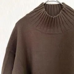 GU 【M】タートルネックセーターハイネックオーバーセーター ダークブラウン