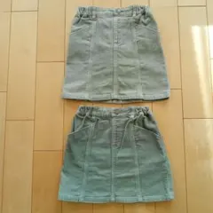 グローバルワーク　コーデュロイ グリーン系スカート 2枚セット