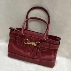 極美品　COACH ハンドバッグ レッド レザー タッセルのサムネイル