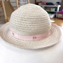 familiar 麦わら帽子 クリーム色 49cm