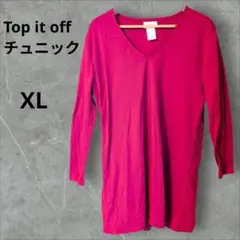 チュニック七分袖【XL】✨️ Top it off Vネック 赤 未使用に近い