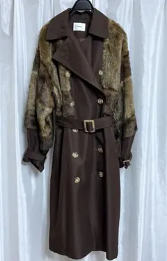 【未使用】値下げ交渉可　MURUA ブラウン 毛皮 ダブルブレスト コート