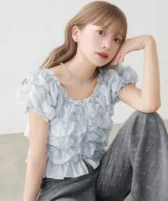 kastane クシュクシュブラウス サックスブルー - メルカリ