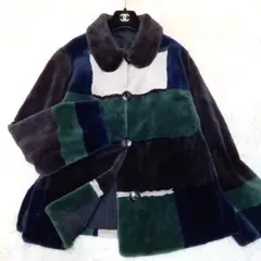 希少✨美品　銀サガ　シェアードミンク　マルチカラー　ショートコート　大きめ