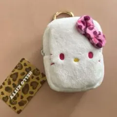 ハローキティ(ヒョウ柄ギャルシリーズ)カラビナ付きミニポーチ ピンク　平成