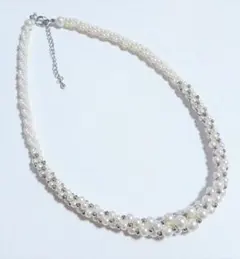 パール風 グラデーション ネックレス 銀ボール シルバー色 フォーマル 発表会