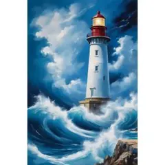 新品 灯台 ライトハウス 海 波 風景 アート レトロ ブリキ看板 インテリア