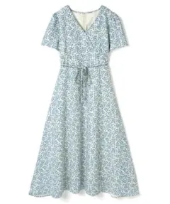 フラワープリント ロングワンピース 半袖 花柄