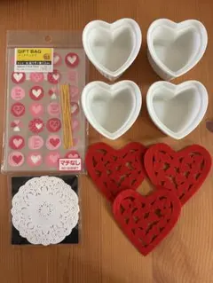 ♡ハート型ココット♡ハート形＆レース柄の紙のコースター　ハート柄のギフトバック