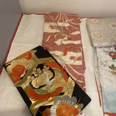 2着　振袖セット　ピンクとオレンジのアンティーク振袖　正絹