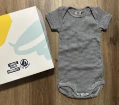 【新品】プチバトー　ロンパース　ボディースーツ　半袖　70 ネイビー　ボーダー