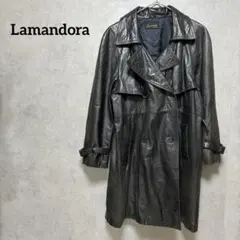 ラマンドラ　トレンチコート　リアルレザー　黒　牛皮　M相当