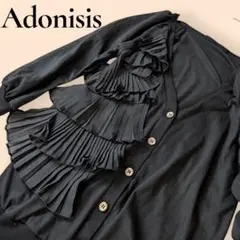 ​Adonisis アドニシス カーディガン プリーツ フリル ブラック