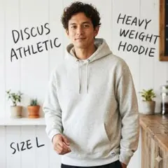 DISCUS ATHLETIC ライトグレー パーカー Lサイズ