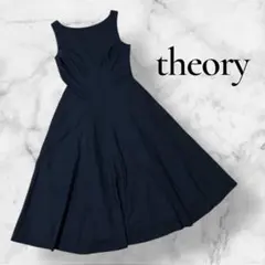 美品✨theory フレアワンピース　ノースリーブ　ブラック　黒