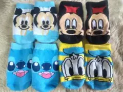 未使用 ディズニー　ベビーソックス 4足 ミッキー、スティッチ、ドナルド