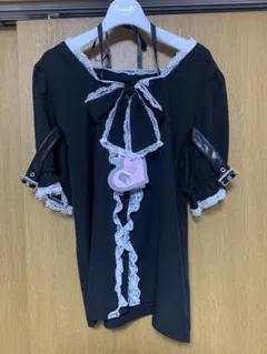 レディース【L】袖ベルトブラウス（えすちゃん×majoretty）　ブラック