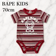 A BATHING APE KIDS 半袖ロンパース ボーダー レッド 70cmのサムネイル