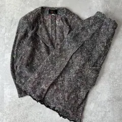 90s vintage セットアップ ノーカラージャケット スカート レトロ