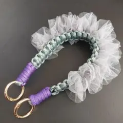 ハンドストラップ　パラコード　グレー×パープル