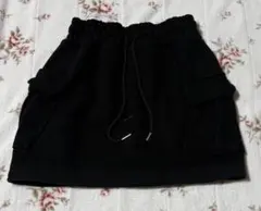 即発送 カーゴスウェットミニスカートミニスコート サイドポケットミニスカート 黒