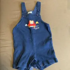 ミキハウス クマ刺繍 ネイビーオーバーオール