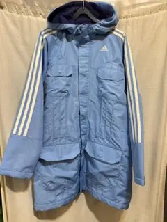 未使用adidas防寒着ジャンバーコート水色３本ライン