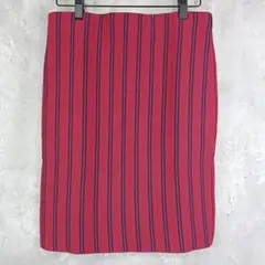【ナイン】赤のストライプタイトミニスカート　F　モード　Y2K