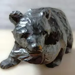 クマ　置物　木彫り　民芸品　昭和レトロ　木彫熊　オブジェ