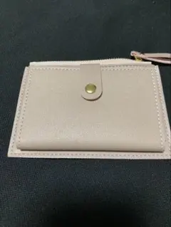 ミニウォレット シンプル ミニ財布 カードケース レザーライク ベージュ