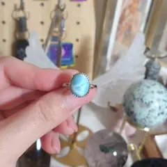 【天然石】高品質/ラリマー/リング/s925/ フリーサイズ