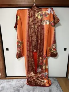 振袖 着物 オレンジ 花柄のサムネイル