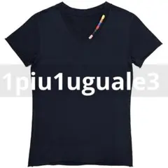 定価2.8万1piu1uguale3 rainbow V-neck TシャツⅢ紺のサムネイル