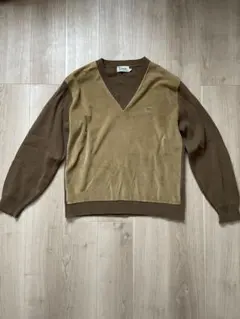 70s LACOSTE IZOD Vネックニット セーターラコステXL