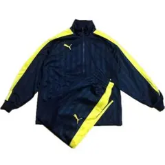 日本製 PUMA トラックジャケット パンツ 紺 黄色 SS セットアップ