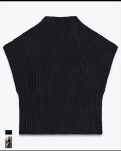 【ZARA】今期ネイビー リブ編み ニットベスト