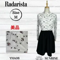 ★美品★ Radarista レディース ワンピース ひざ丈 袖レース 白黒 M