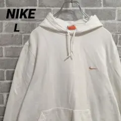 【NIKE】✔ ワンポイントロゴ刺繍 スウェットパーカー ホワイト US古着