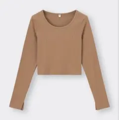 GU ブラウン 長袖 クロップドトップス