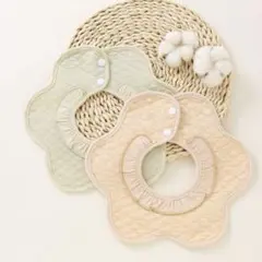 ピンク 緑 防水スタイ 2枚セット まとめ売り くすみカラー